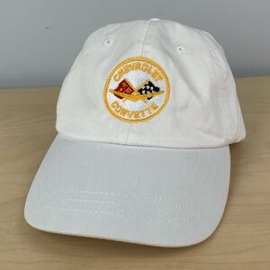 Chevrolet Corvette Strapback Hat White Leather Strap Embroidered Logo NWT